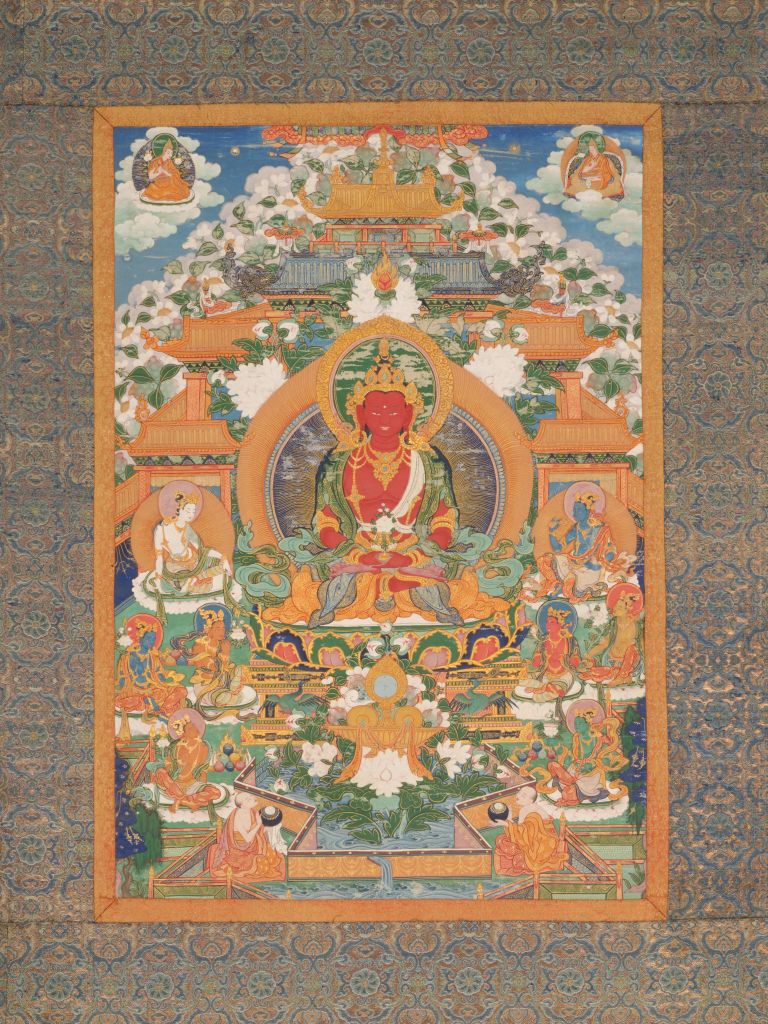 图片[1]-Thangka of Infinite Life Buddha Paradise-China Archive